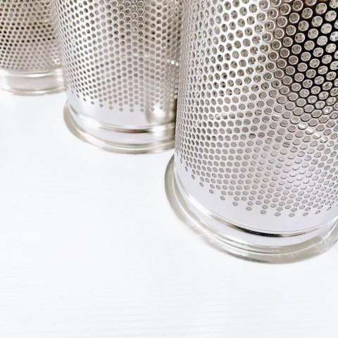 Perforated round bottom cylinder